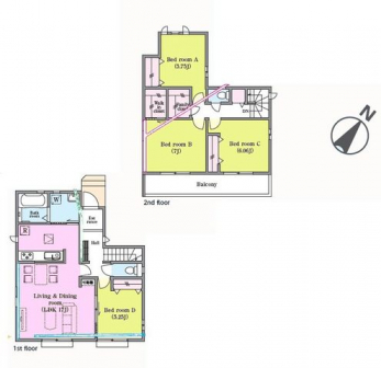 �Ԏ��}�i�̂P�ˌ��j�@4LDK