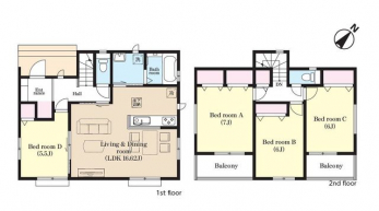 �Ԏ��}�i�̂P�ˌ��j�@4LDK