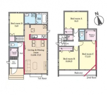 �Ԏ��}�i�̂P�ˌ��j�@4LDK