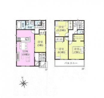 �Ԏ��}�i�̂P�ˌ��j�@4LDK�{WIC