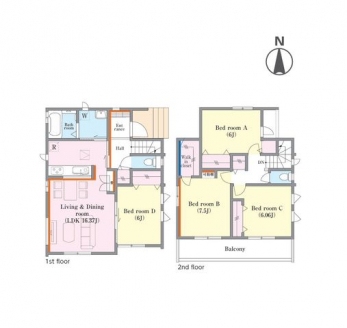 �Ԏ��}�i�̂P�ˌ��j�@4LDK