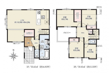 �Ԏ��}�i�̂P�ˌ��j�@4LDK