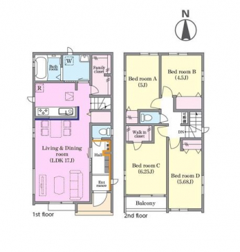 �Ԏ��}�i�̂P�ˌ��j�@4LDK�{WIC�{�t�@�~���[�N���[�[�b�g