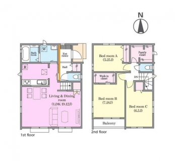 �Ԏ��}�i�̂P�ˌ��j�@3LDK�{WIC�{�t�@�~���[�N���[�[�b�g