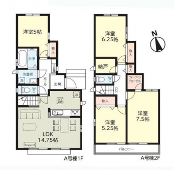 �Ԏ��}�i�̂P�ˌ��j�@4LDK