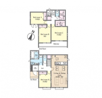 �Ԏ��}�i�̂P�ˌ��j�@4LDK�{�t�@�~���[�N���[�[�b�g