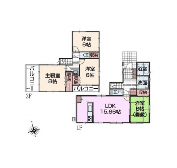 �Ԏ��}�i�̂P�ˌ��j�@4LDK