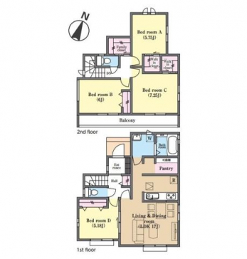 �Ԏ��}�i�̂P�ˌ��j�@4LDK