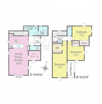 �Ԏ��}�i�̂P�ˌ��j�@3LDK