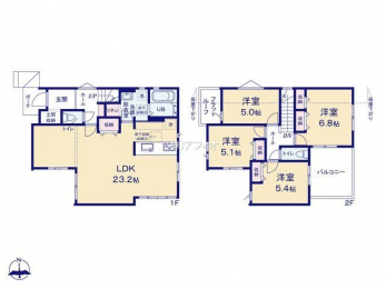 �Ԏ��}�i�̂P�ˌ��j�@4LDK