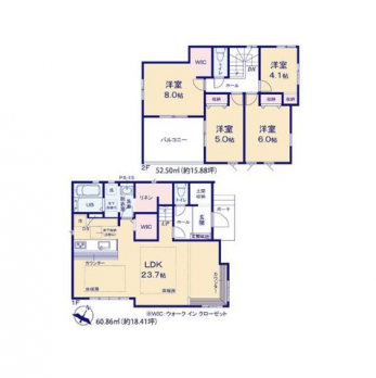 �Ԏ��}�i�̂P�ˌ��j�@4LDK