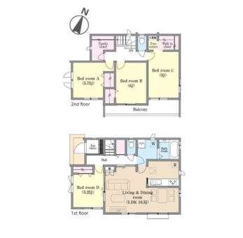 �Ԏ��}�i�̂P�ˌ��j�@4LDK�{WIC�{�t�@�~���[�N���[�[�b�g