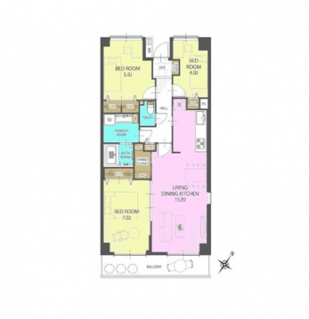 �Ԏ��}�i�̂P�}���V�����j�@3LDK�{�t�@�~���[�N���[�[�b�g