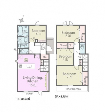 �Ԏ��}�i�̂P�ˌ��j�@4LDK