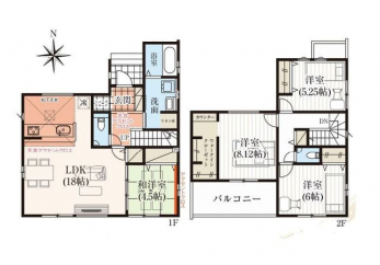 �Ԏ��}�i�̂P�ˌ��j�@4LDK