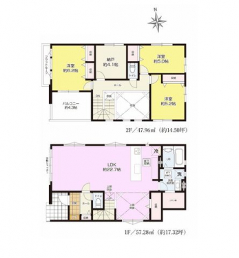 �Ԏ��}�i�̂P�ˌ��j�@3LDK�{�[��