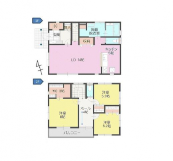 �Ԏ��}�i�̂P�ˌ��j�@3LDK