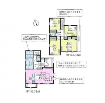 �Ԏ��}�i�̂P�ˌ��j�@4LDK