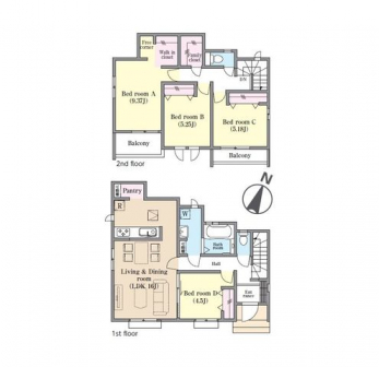 �Ԏ��}�i�̂P�ˌ��j�@4LDK�{WIC�{�t�@�~���[�N���[�[�b�g