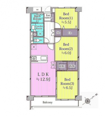 �Ԏ��}�i�̂P�}���V�����j�@3LDK+2WIC