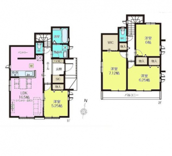 �Ԏ��}�i�̂P�ˌ��j�@4LDK+WIC+SIC+�p���g���[+�J�[�X�y�[�X2���(�Ԏ�ɂ��)