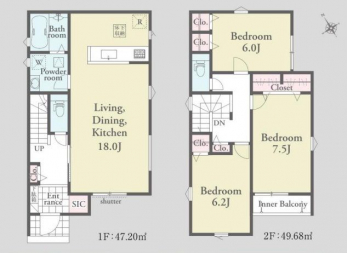 �Ԏ��}�i�̂P�ˌ��j�@3LDK