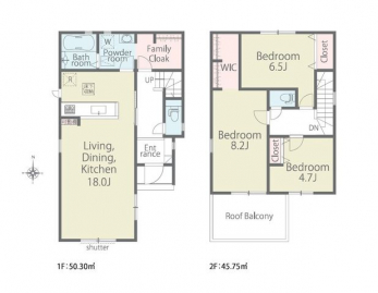 �Ԏ��}�i�̂P�ˌ��j�@3LDK+WIC+�t�@�~���[�N���[�N