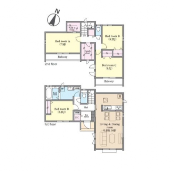 �Ԏ��}�i�̂P�ˌ��j�@4LDK�{WIC�{�t�@�~���[�N���[�[�b�g