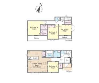 �Ԏ��}�i�̂P�ˌ��j�@4LDK�{WIC�{�t�@�~���[�N���[�[�b�g