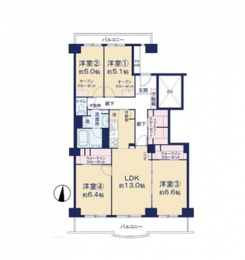 �Ԏ��}�i�̂P�}���V�����j�@4LDK�{2WIC�{�t�@�~���[�N���[�[�b�g