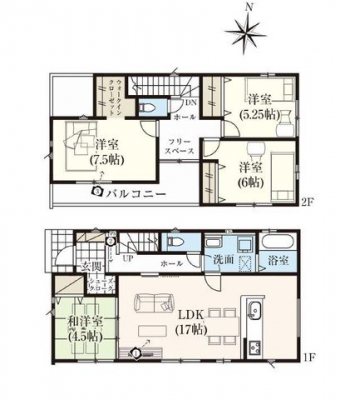 �Ԏ��}�i�̂P�ˌ��j�@4LDK