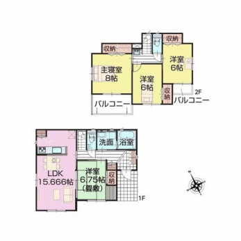 �Ԏ��}�i�̂P�ˌ��j�@4LDK