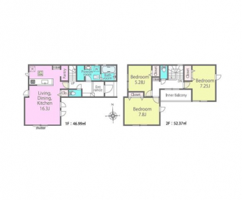 �Ԏ��}�i�̂P�ˌ��j�@3LDK