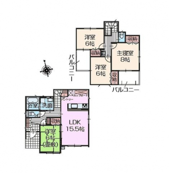 �Ԏ��}�i�̂P�ˌ��j�@4LDK