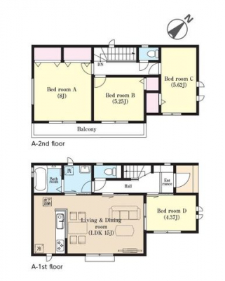 �Ԏ��}�i�̂P�ˌ��j�@4LDK