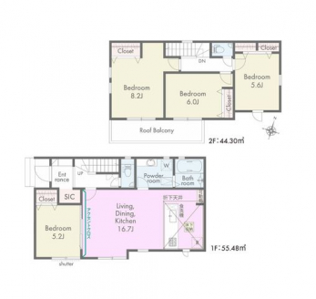 �Ԏ��}�i�̂P�ˌ��j�@4LDK�{SIC