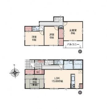 �Ԏ��}�i�̂P�ˌ��j�@4LDK