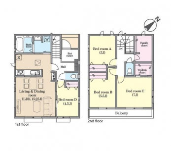 �Ԏ��}�i�̂P�ˌ��j�@4LDK�{WIC+�t�@�~���[�N���[�[�b�g