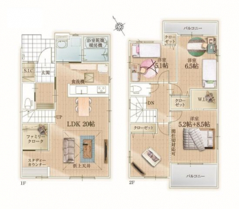 �Ԏ��}�i�̂P�ˌ��j�@3(4)LDK+�t�@�~���[�N���[�N