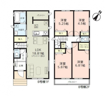 �Ԏ��}�i�̂P�ˌ��j�@4LDK