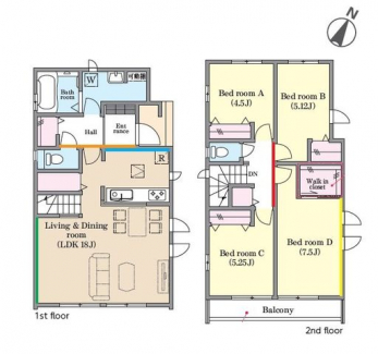 �Ԏ��}�i�̂P�ˌ��j�@4LDK