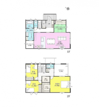 �Ԏ��}�i�̂P�ˌ��j�@3LDK�{�^�^�~�X�y�[�X�{�t���[�X�y�[�X�{�[��