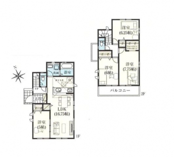 �Ԏ��}�i�̂P�ˌ��j�@4LDK�{WIC