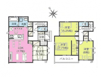 �Ԏ��}�i�̂P�ˌ��j�@4LDK