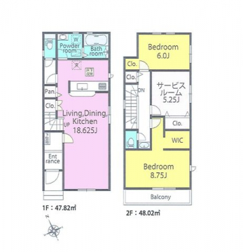 �Ԏ��}�i�̂P�ˌ��j�@2LDK�{�T�[�r�X���[��