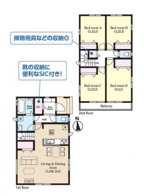 �Ԏ��}�i�̂P�ˌ��j�@4LDK