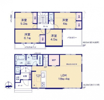 �Ԏ��}�i�̂P�ˌ��j�@4LDK