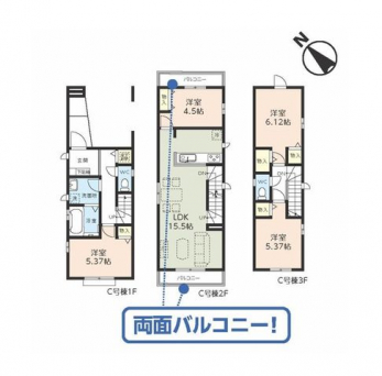 �Ԏ��}�i�̂P�ˌ��j�@4LDK