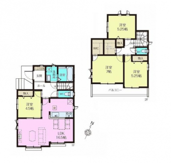 �Ԏ��}�i�̂P�ˌ��j�@4LDK�{WIC�{�t�@�~���[�N���[�[�b�g