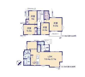 �Ԏ��}�i�̂P�ˌ��j�@4LDK�{WIC